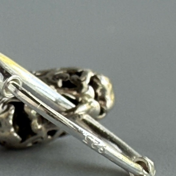 Sterling Silver Filigree Hoop Heart Earrings - Picture 4 of 7